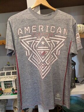 American Fighter Buckle Gray Mens Short Sleeve Gray T-shirt Size Large